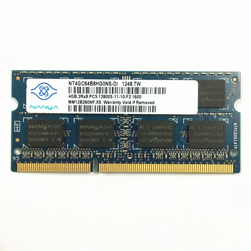 Nanya RAMs DDR3 4GB 1600MHz 4GB 2RX8 PC3-12800S lapptop de memoria