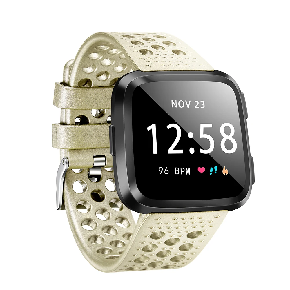 Baaletc для Fitbit Versa/Versa 2 сменные полосы цветной ремешок на запястье спортивный стиль с отверстиями мягкий материал умные часы браслет - Цвет: gold