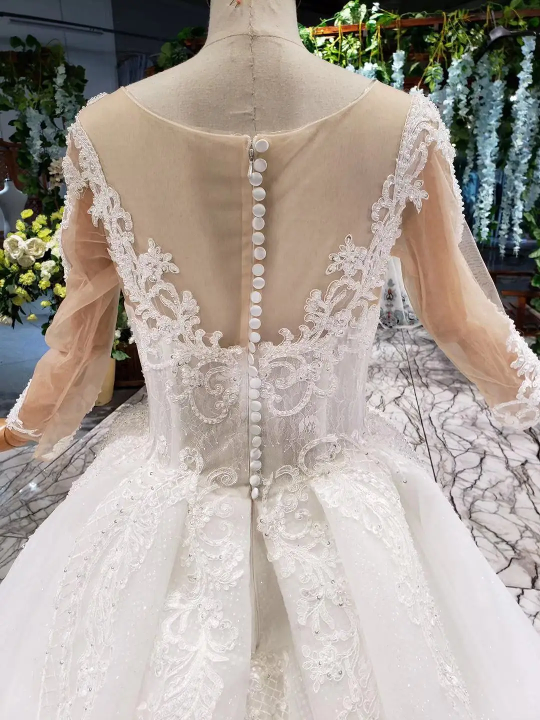 На заказ, Vestido De Noiva,, телесный тюль, сексуальный прозрачный топ, роскошное кружевное свадебное платье, свадебное платье с длинным рукавом