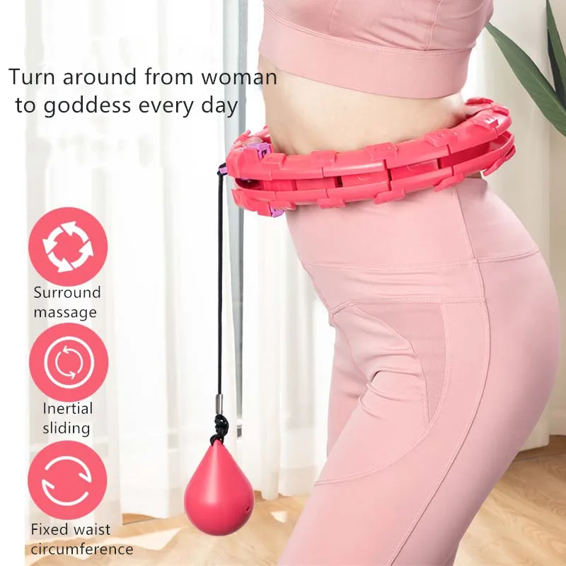 Smart Hoops Weight Loss Weighted Fitness Hoops Circle Waist Trainer Fitness 24 Detachable Knots Non-Falling Slimming Hoops