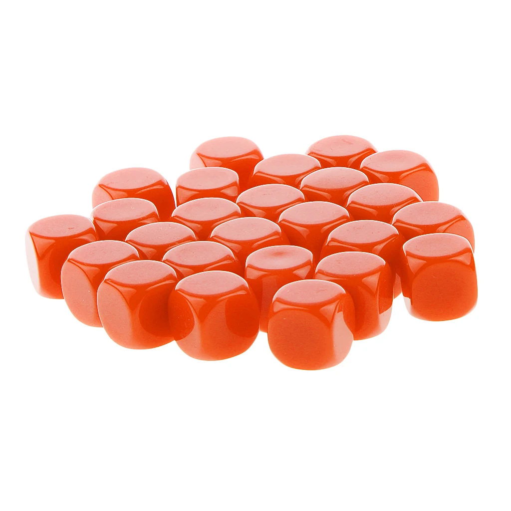 25pcs 16mm Opaque Blank D6 Six Sided Dice Teaching Resources Party Supplies 