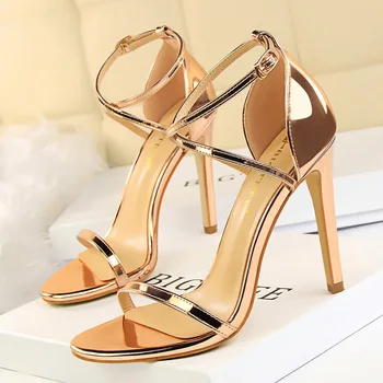 

BIGTREE Shoes Extreme High Heels Female Stiletto Sexy Women Pumps Buckle Women Shoes Gold Silve Women Heels Women Sandals Female
