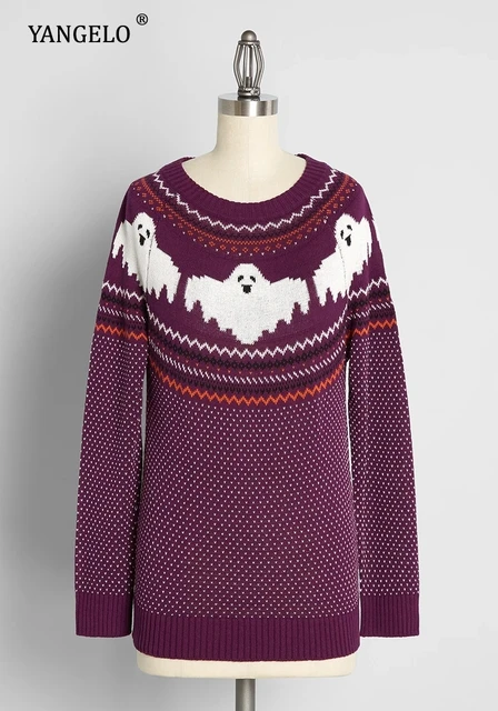 Yangelo Gothic Ghost Pattern Sweater 
