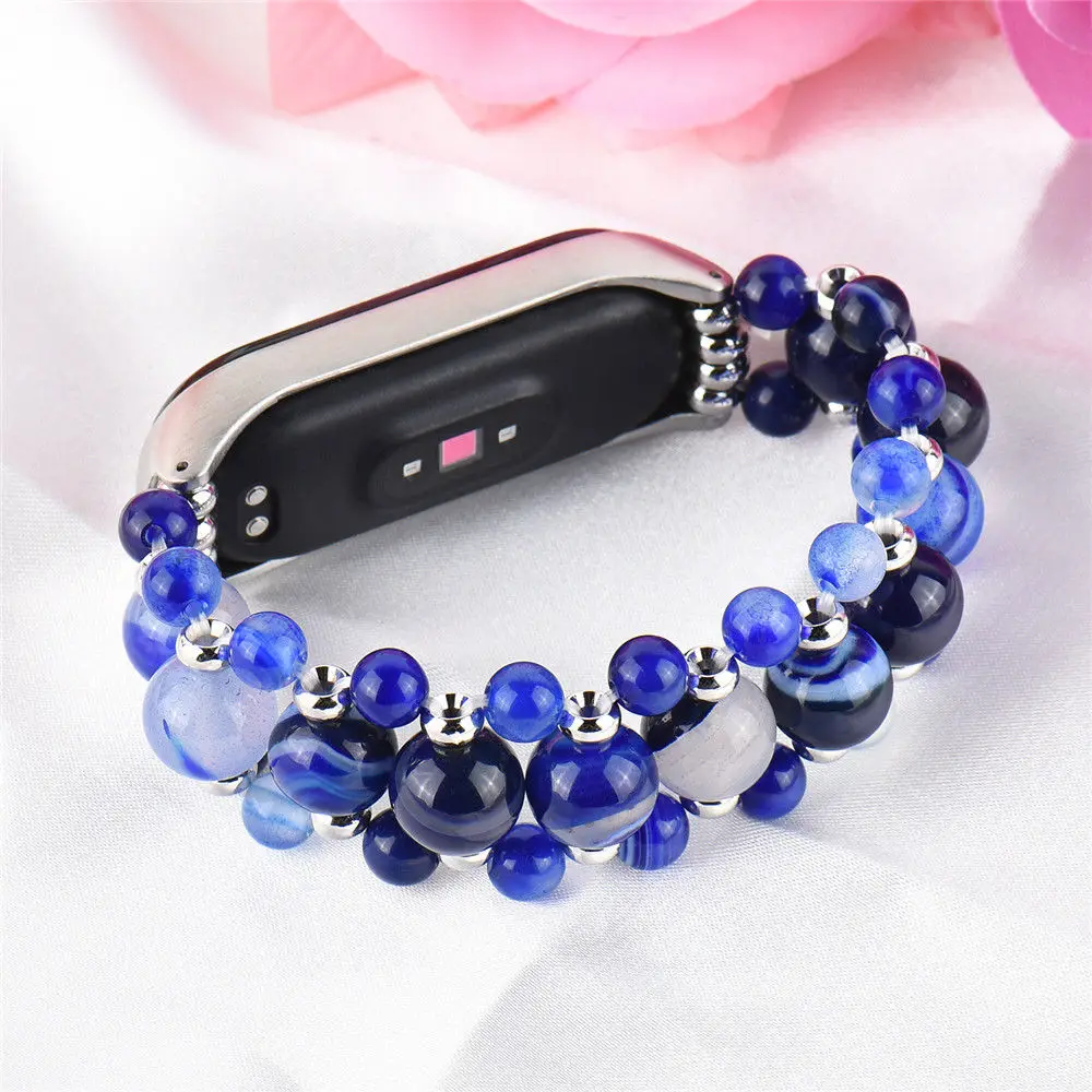 

Women Crystal Agate Beads Bracelet Wrist Band for Xiaomi MI Band 4 3 Stylish Replacement Strap for Mi 4 Smartwatch Accessories