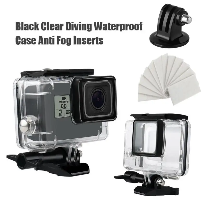Чехол для дайвинга для GoPro Hero 5 6 7, защитный чехол для экшн-камеры, прозрачный водонепроницаемый чехол, противотуманные вставки