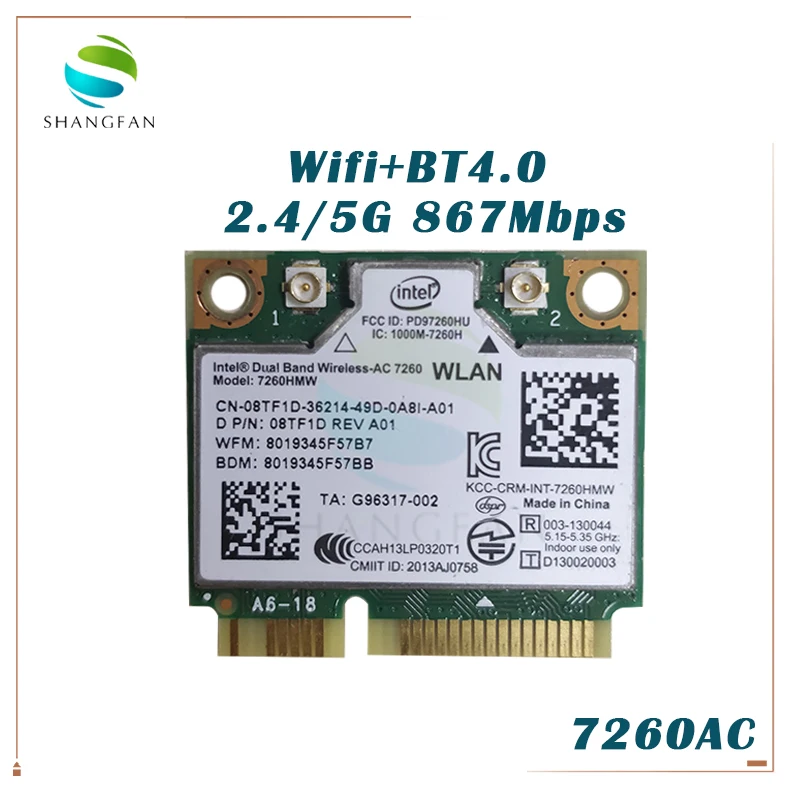 Intel 7260HMW-BN Wireless-N Wifi Dual Band PCI-E Half Mini Card 7260HMWBN