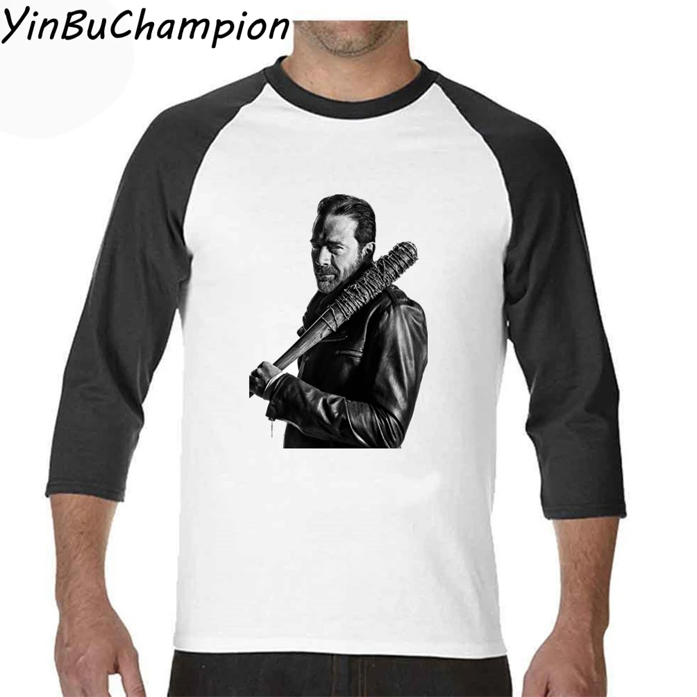 Мужская забавная футболка Зимняя из ходячих мертвецов Negan Мужская крутая черная футболка с графическим рисунком из мультфильма Camisetas Мужская футболка с длинным рукавом