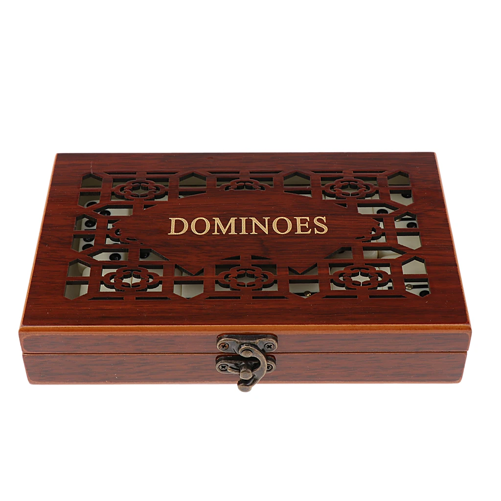 28 Dominoes Set Entertainment Recreational Party Game Toy with Wooden Box
