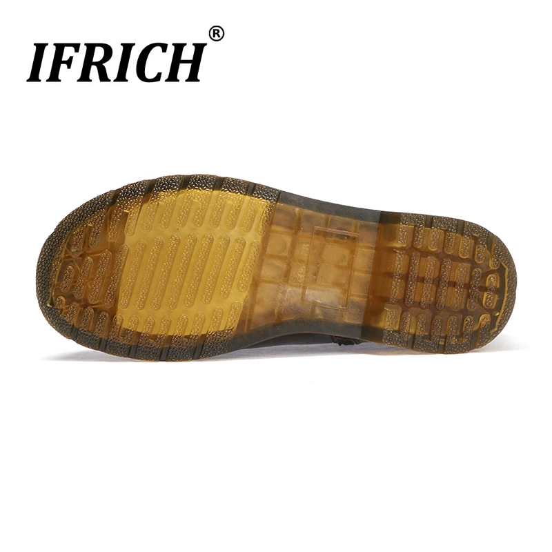 Ifrich/оригинальные ботинки для мужчин; высококачественные рабочие мужские ботинки; винтажные кожаные мужские ботинки; цвет коричневый, черный; модные мужские ботинки на молнии