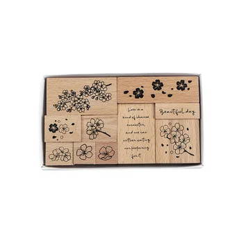 

10 Designs Mixed Flowers Wooden Stamps 140mm*80mm DIY Journal Diary Decoration Stickers Supplies