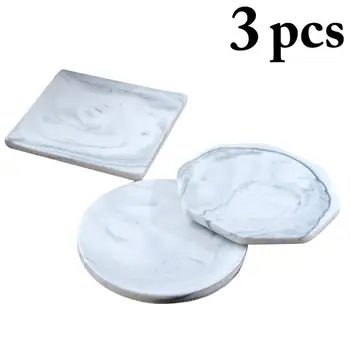 

3pcs Emulation Marble Coffee Coaster Cup Mats Pads White Waterproof Desktop Non-slip Pad Table Decoration Pad Drink Coaster