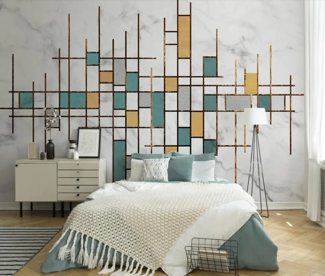 Abstract Geometric Wallpaper Mural for Kids Bedroom Study Room Wall Papers Roll Decals Papier Peint Mural 3d Contact Paper