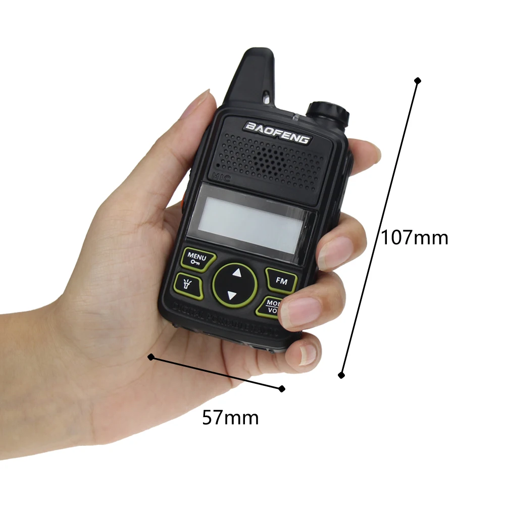 2Pcs Baofeng BF T1Mini Walkie Talkie Ultra Thin CB Two Way Radio UHF 20CH Flashlight Handheld 5