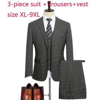 

New Arrival Fashion Super Large Men Three Piece Groom Dress Straight Formal Mens Wedding Suits Plus Size XL-3X4XL5XL6XL7XL8XL9XL