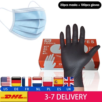

Disposable Medical Nitrile Rubber Gloves Anti Virus Universal Latex Gloves With Non Woven Mask Fast Delivery DHL Free Shipping