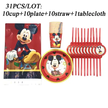

Mickey Mouse Party Plate Straw Cup Disposable Tableware Kids Birthday Party Decoration Set Red Mickey Mouse Party Supplies Decor