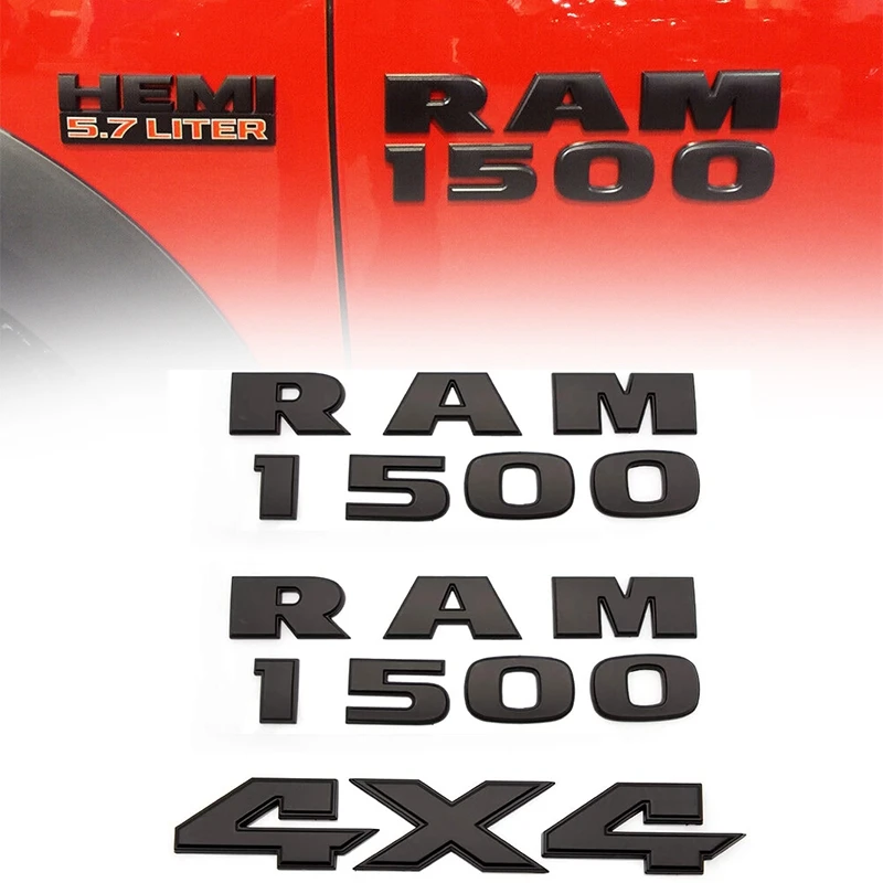 Emblema do carro para ram 1500 4x4 emblemas porta lateral traseira decalque substituição para ram 1500 (preto fosco)