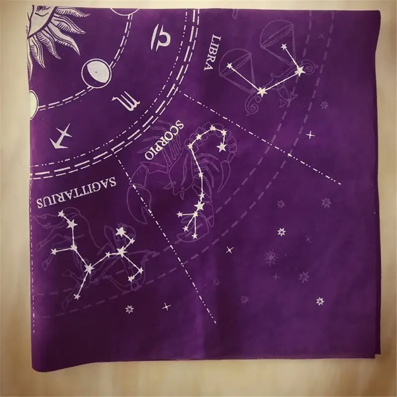 Nappe De Tarot En Velours Violet Noir Or - Ensemble Nappe Et Sac Pour Cartes De Tarot Et Divination