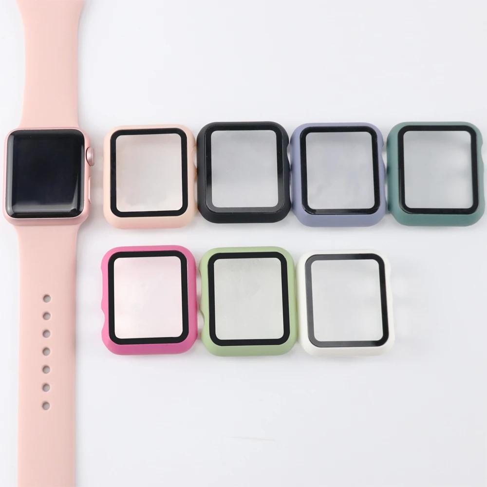 Спортивный силиконовый ремешок+ чехол для Apple Watch 44 мм 40 мм серия 4 5 полный закругленный протектор экрана для iWatch Группа 42 мм 38 мм серия 3 2
