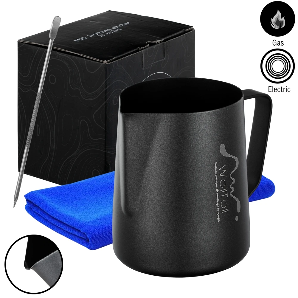 Acheter Pichet à mousse de lait en acier inoxydable téflon antiadhésif café expresso Barista artisanat Latte Cappuccino crème mousseuse pichet