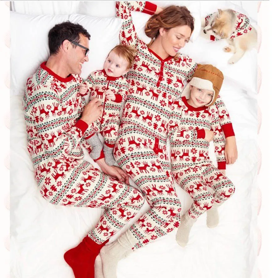 Семейный Рождественский пижамный комплект; одежда для всей семьи; пижамы для взрослых и детей; Детский комбинезон с Санта-Клаусом; одинаковая Рождественская одежда для сна для всей семьи