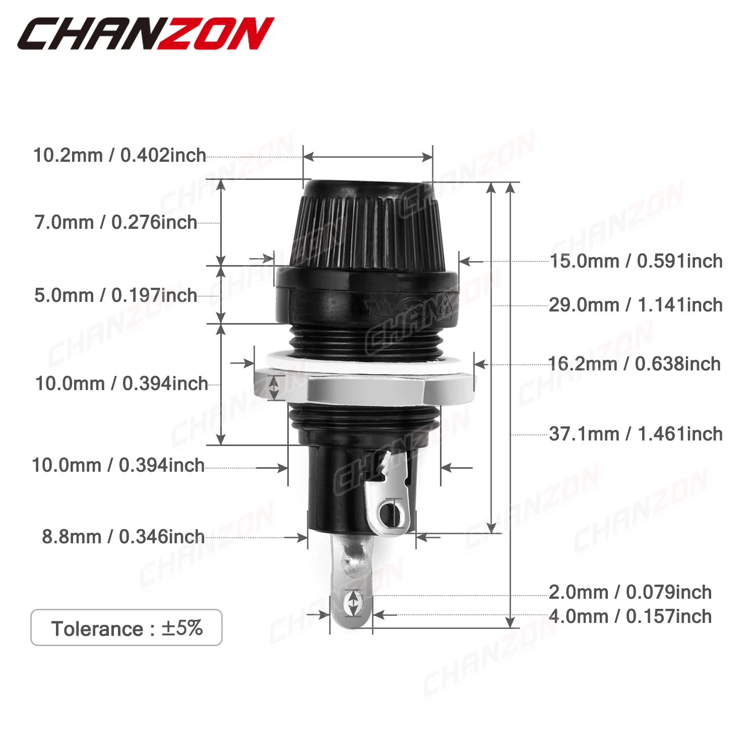 10 stücke 5x20 Glas Auto Panel Mount Sicherung Schraube Kappe Arten Boxen Halter Rohr Fall Schlag Halten Unterstützung 250V 125V 12V 5x20mm 5*20 Sockel – Detail 1