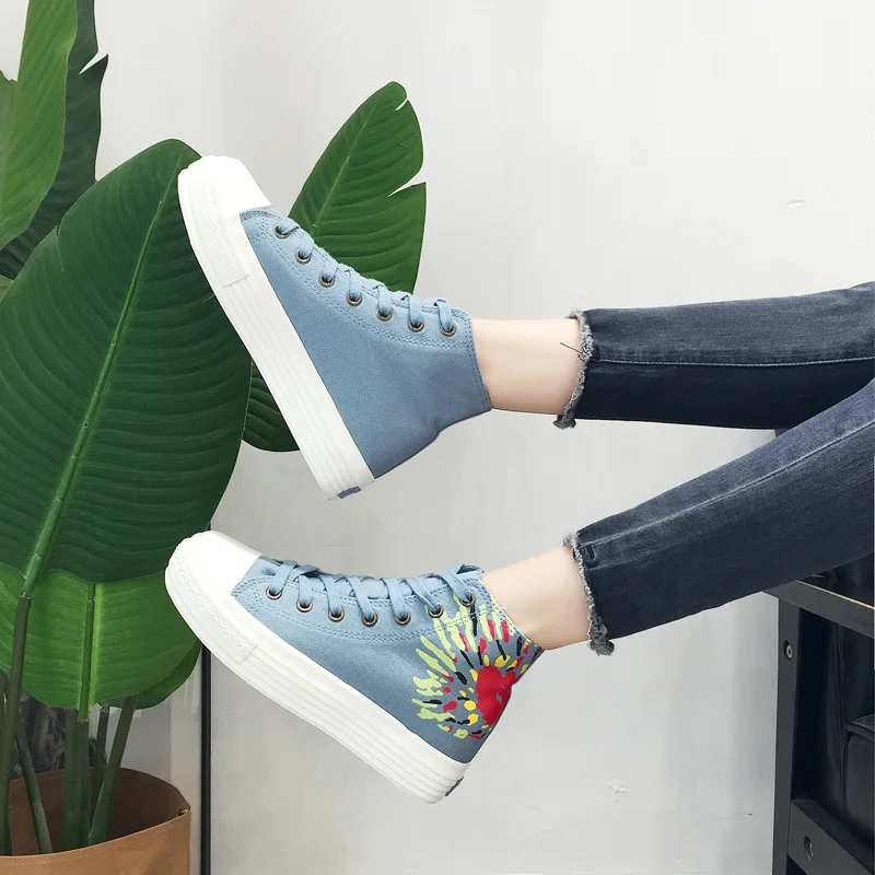 

2019 Spring New Style Hight-top Canvas Shoes Student Korean-style Harajuku Ulzzang Versatile Super Fire Skate Shoes Fashion