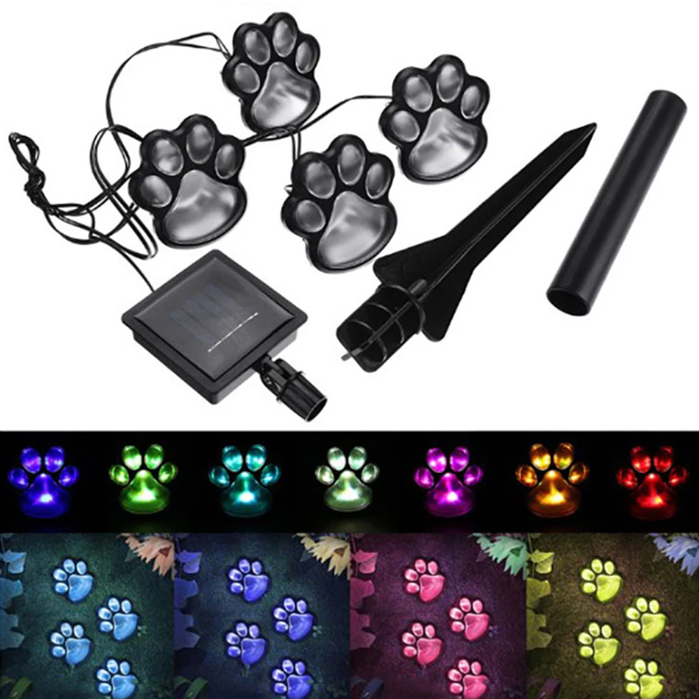 4 шт. светодиодный светильник с питанием от солнечной батареи дизайн лапы