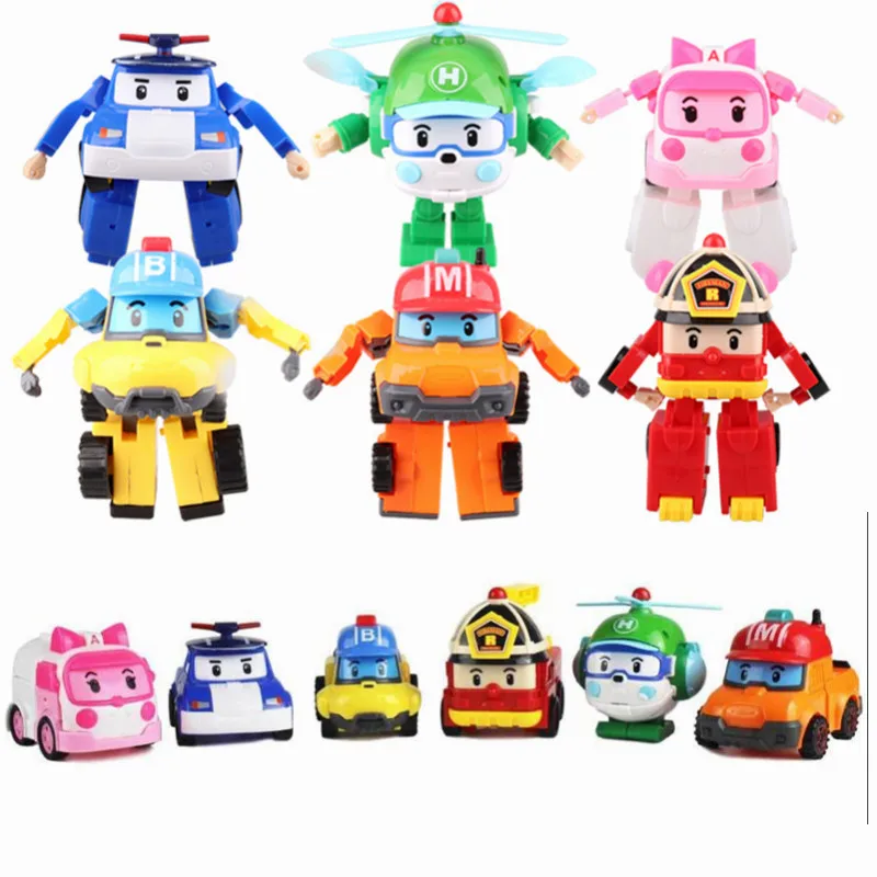 6pcs 4 шт./6 шт. Robocar Корея Робот детские Игрушки Трансформеры-Аниме Фигурка Супер Крылья поли игрушки для детей Playmobil Juguetes - Цвет: 6pcs