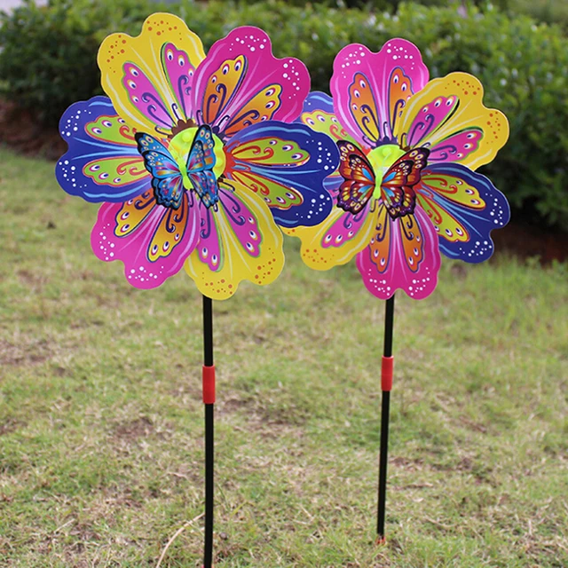 Butterfly Flower Windmill Colourful Wind Spinner Garden Yard Decoration Kids Toy 1