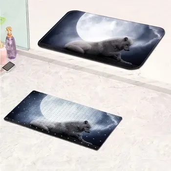 

Animal Wolf Pattern Non-slip Carpet Bath Mat Floor Mat Foot Mat PVC Non-slip Mat