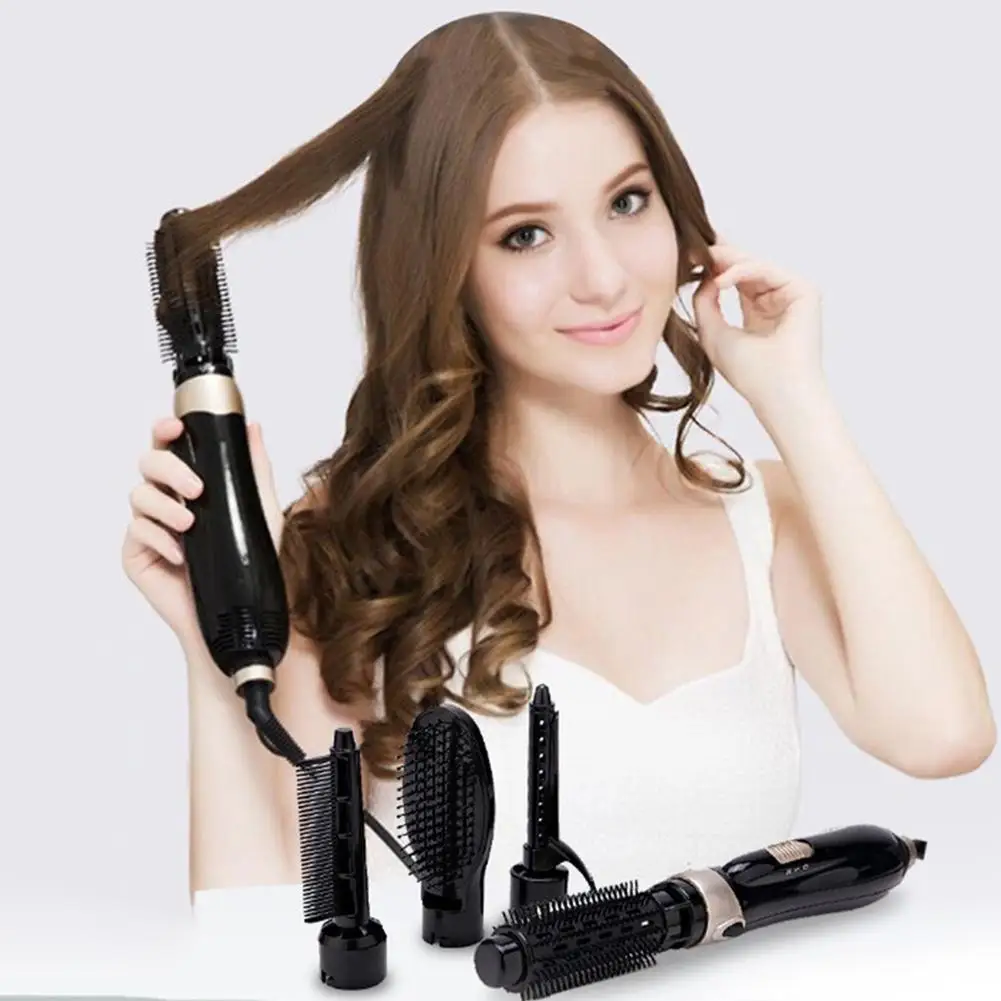 

4Pcs Adjustable Hot Air Comb Hair Dryer Multifunctional Straightener Curler Straightening Curling Iron Styling Tools Hair Curler