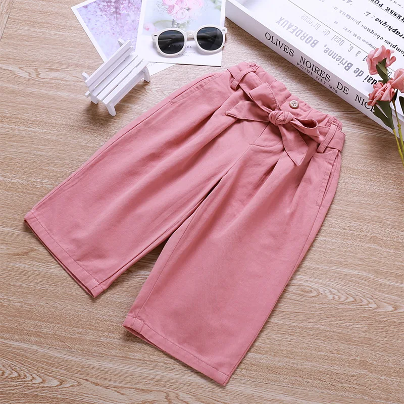 Новые осенние товары, повседневные брюки в Корейском стиле для девочек, штаны-капри для маленьких девочек