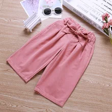 Новые осенние товары, повседневные брюки в Корейском стиле для девочек, штаны-капри для маленьких девочек