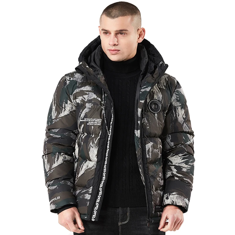 Горячая Мода Camuflagem Revestimentos Do Inverno Dos Homens Com Capuz Casuais Casacos Parkas Militar Engrossar Quente Casaco