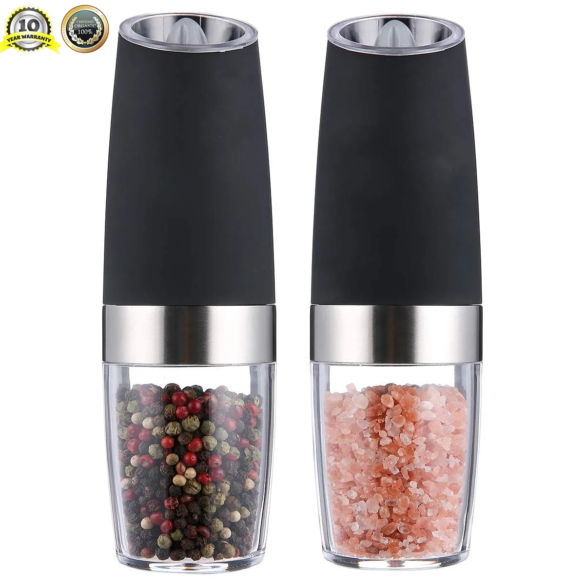 

Grinding Mill with Led Light Automatic Salt Grinder Electric Gravity Salt and Pepper Grinder Set Pepper Mill Spice for Grinding