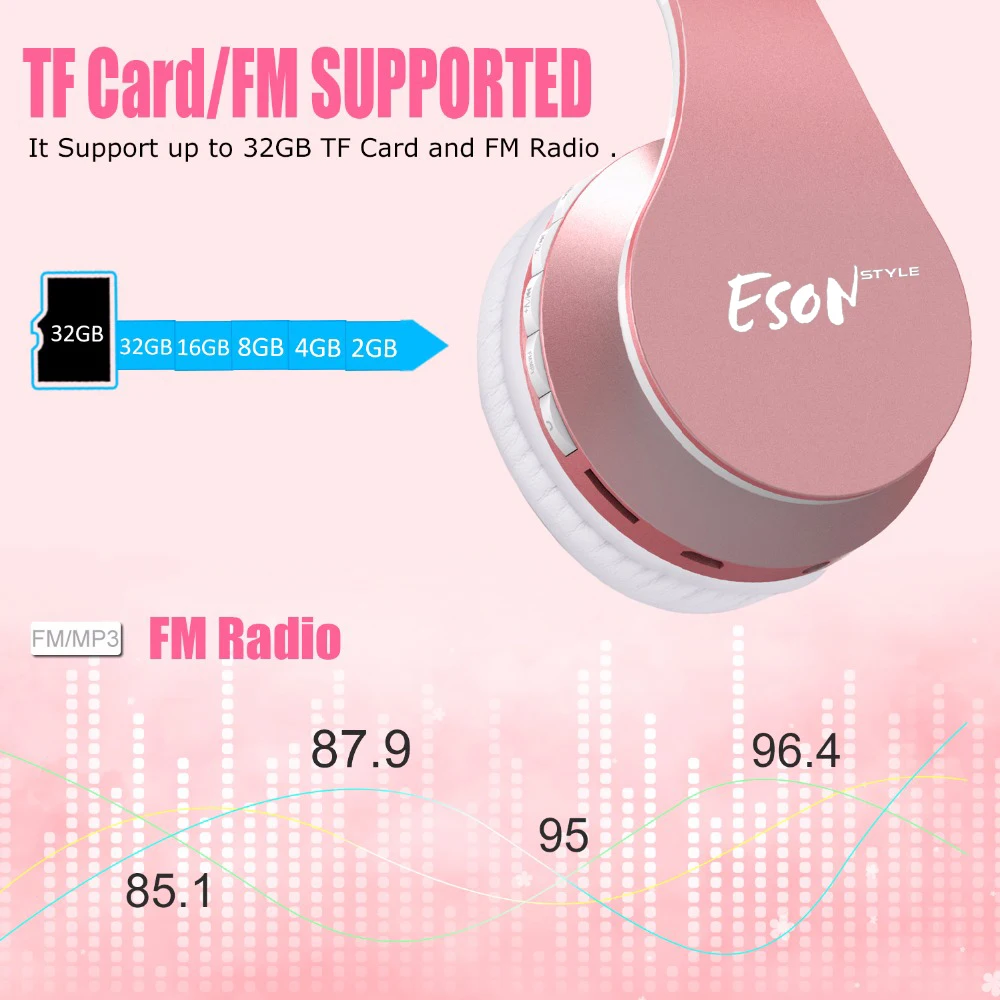Eson стиль беспроводные Bluetooth наушники накладные стерео+ Проводные Bluetooth наушники для Iphone