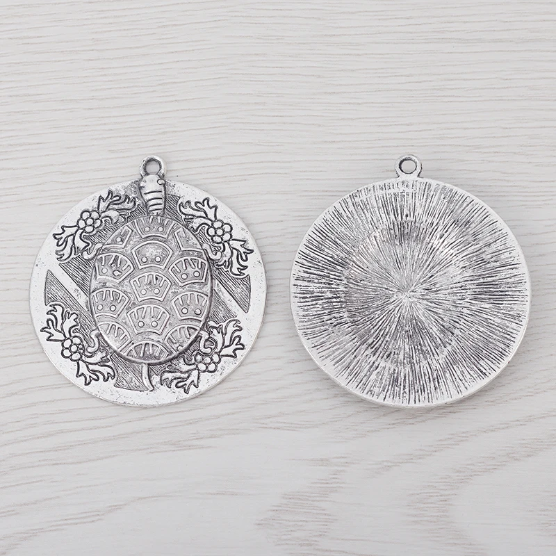 3 больших круглых подвесок в виде черепахи животного Ювелирная фурнитура для