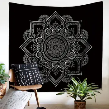 

Black Mandala Tapestry Bohemian Mandala Tapestry Gray Marble Gold Blue Wall Hanging Indian Boho Beach Throw Rug Blanket Mattress