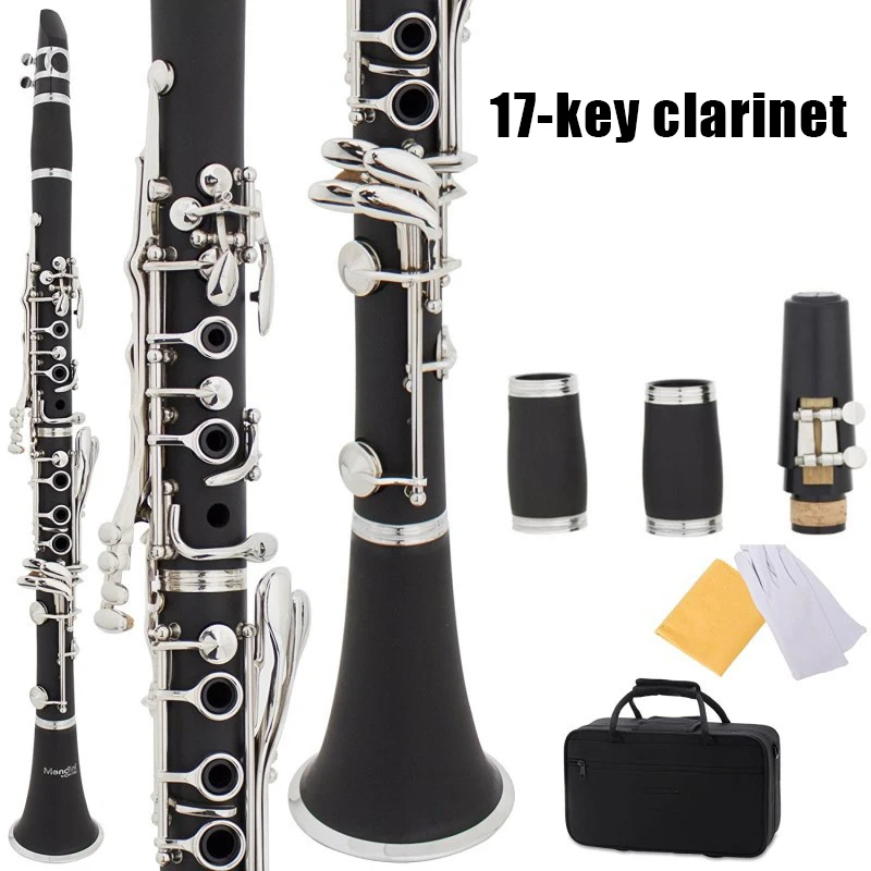 

High Quality 17 Key Clarinet Bakelite Nickel Plating Black Student Bb Clarinet w/Case