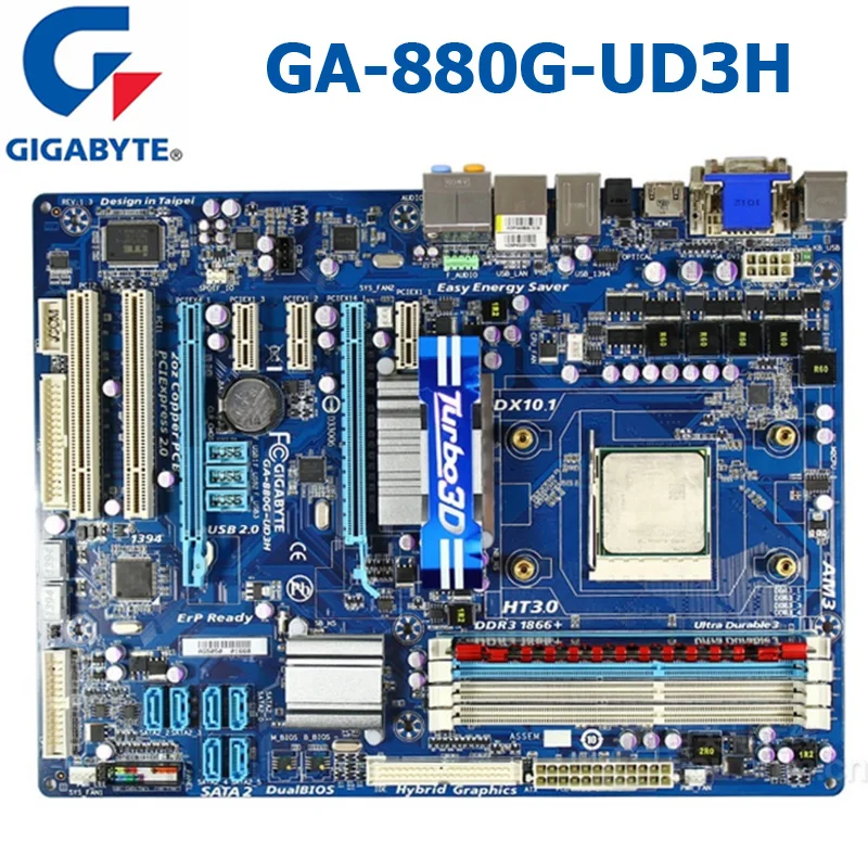 Разъем AM3 DDR3 Gigabyte GA-880G-UD3H настольная материнская плата SATA II AMD 880G GA-880G-UD3H оригинальная б/у материнская плата