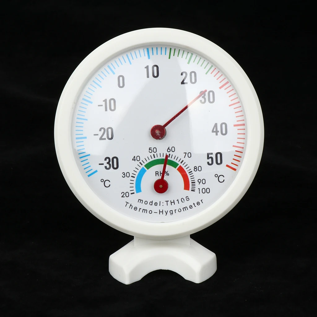 Round Thermohygraph Analog Temperature Humidity Meter Thermometer Hygrometer , Color indicator for comfort zone