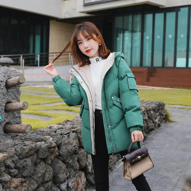 

2019 Winter New Style Slimming Mid-length Women's Cotton Overcoat Korean-style Versatile Loose-Fit down Feather down Coat