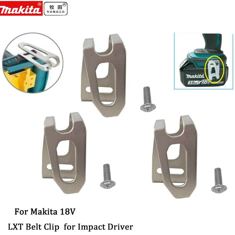 3X BELT CLIP HOOKS & 3X SCREWS FOR MAKITA 18V LXT CORDLESS DRILLS IMPACT DRIVERS