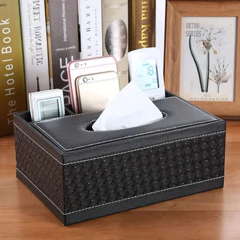 

Simple PU Tissue Box Rectangle Paper Towel Holder Desktop Napkin Storage Container Kitchen Tissue Box Home Office Desk Organizer