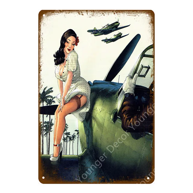 Sexy Girl Tin Sign Vintage Metal | Vintage Airplane Pin | Vintage Sign Sexy  Lady - Funny - Aliexpress