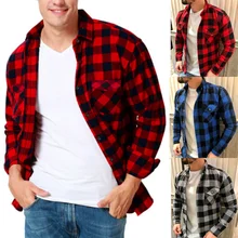 

2021 Autumn And Winter New Men Casual Plaid Flannel Shirt Long-Sleeved Chest Two Pocket Design Fashion Printed-Single-breasted