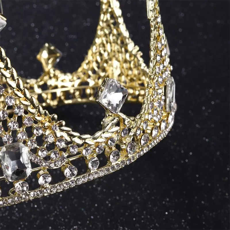 Ретро Кристалл Стразы Корона для невесты Bling тиара