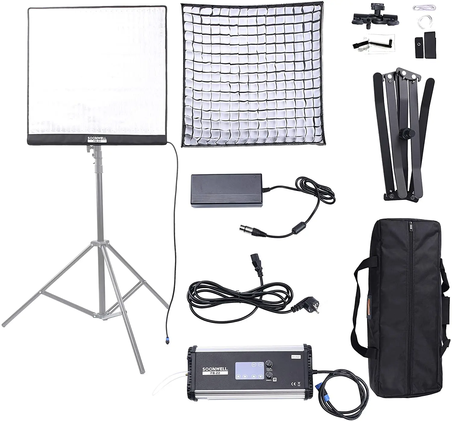 

SOONWELL 150W LED фото Светильник 3000K-5600K двухцветный рулон светильник складсветодиодный Led видео панельный коврик с Сотами софтбокс с решеткой Dimm