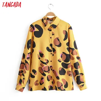 

Tangada women retro leopard animal print blouse long sleeve chic female casual loose shirt blusas femininas 1F15